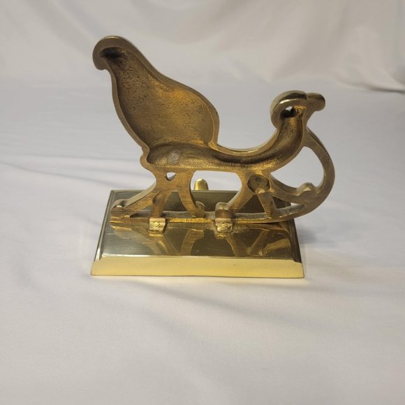 Solid Brass Sleigh Stocking Hanger Made In India 6" NIB Christmas Holiday Santa - Picture 4 of 7
